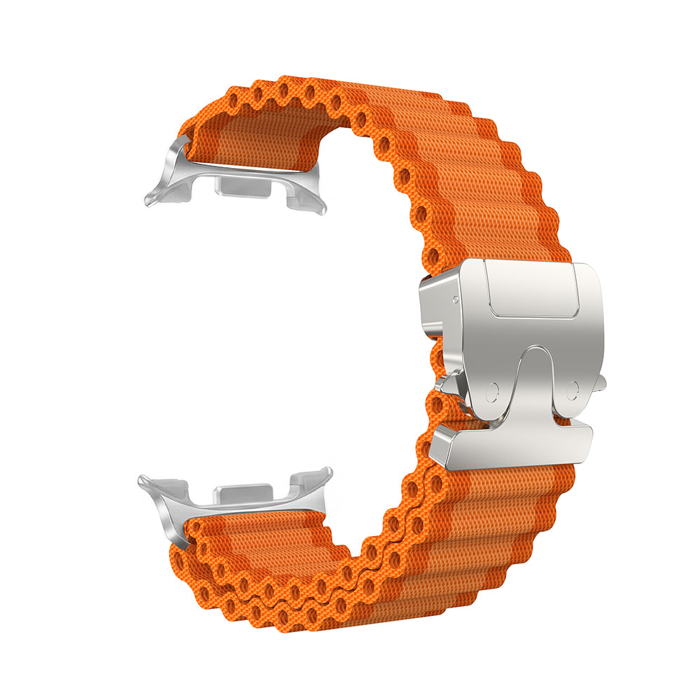 Bracelet nylon Outdoor avec boucle en P Samsung Galaxy Watch 9 - 44mm (orange avec argent)