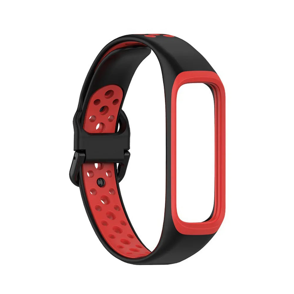 Silicone Sport Strap, black/red, without a watch, 3/4 front view