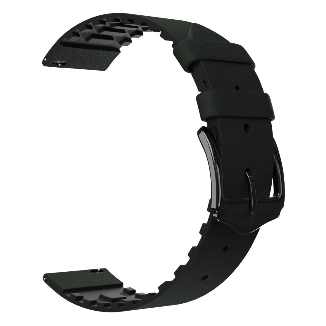 Bracelet silicone/cuir Huawei Watch GT 3 Pro 46mm (vert)