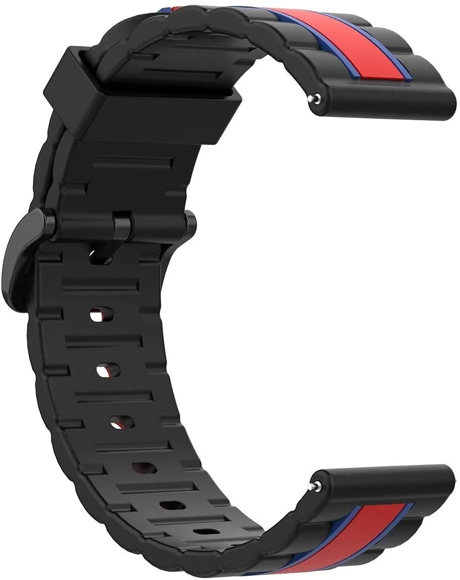 Silicone Special Edition Strap, black/red, without a watch, 3/4 front view