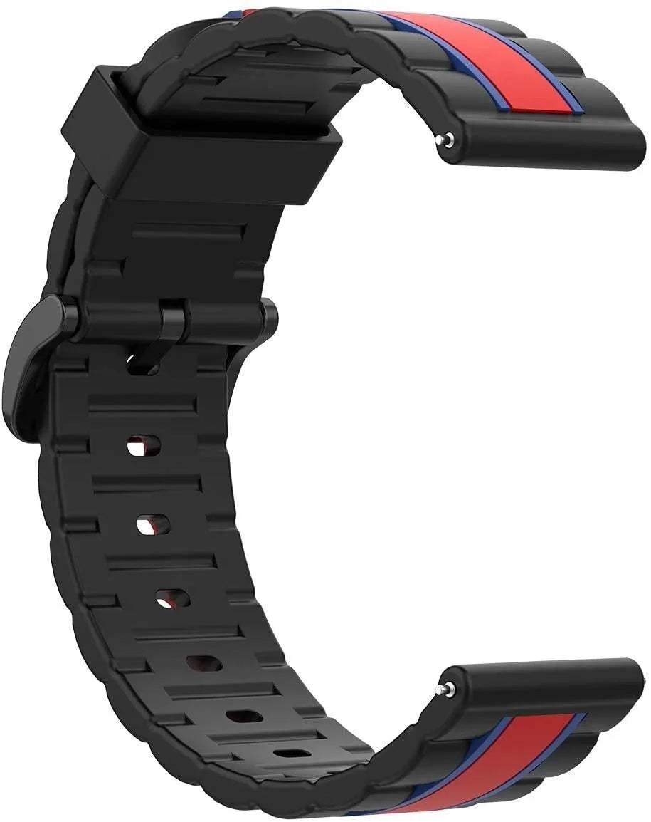 Silicone Special Edition Strap, black/red, without a watch, 3/4 front view