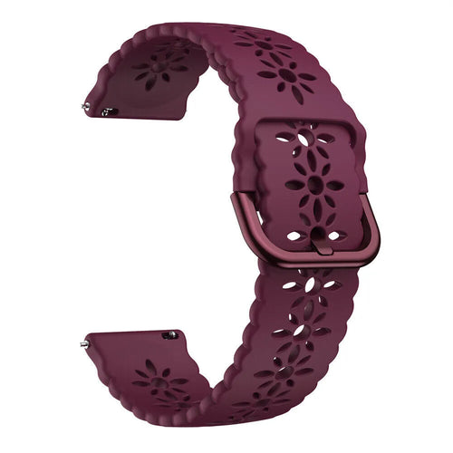 Patterned Silicone Strap, burgundy, without a watch, 3/4 front view
