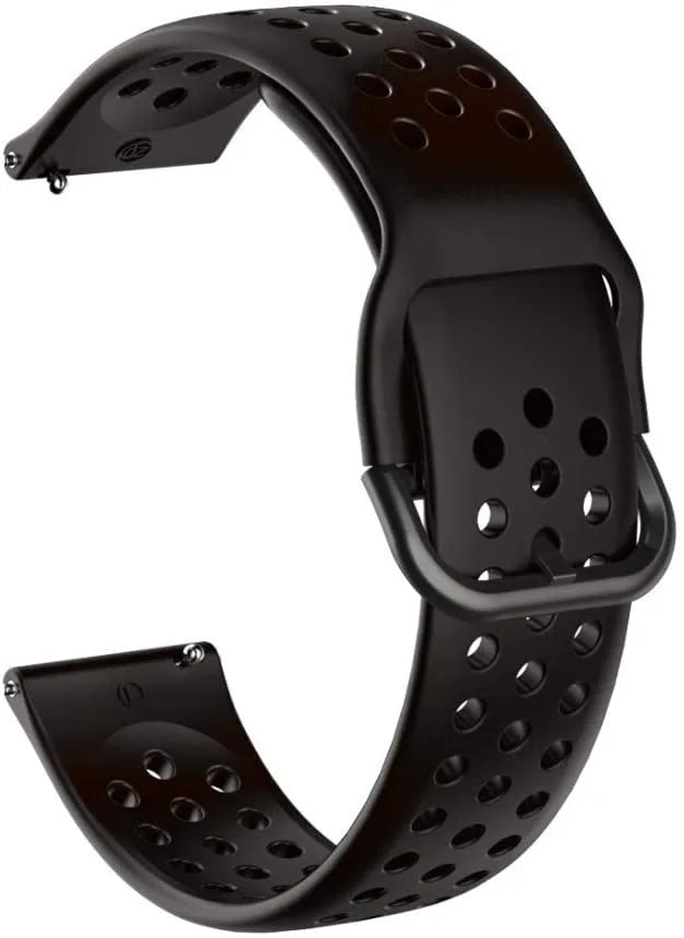 Breathable Silicone Strap, black, without a watch, 3/4 front view
