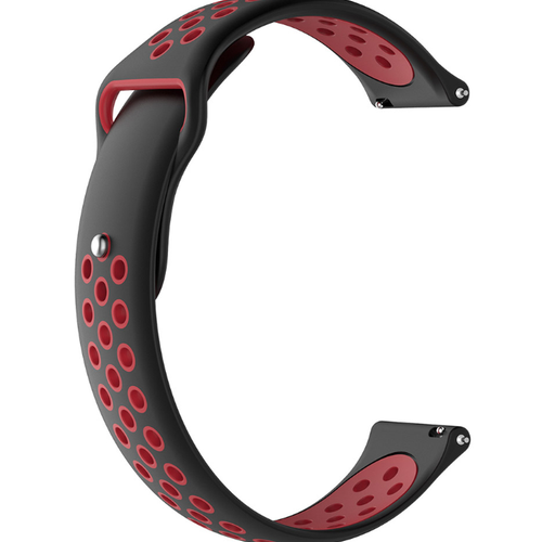 Silicone Sport Strap, black/red, without a watch, 3/4 front view