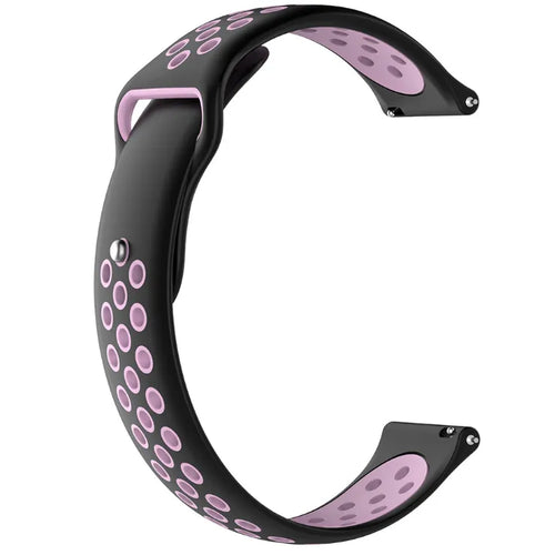 Silicone Sport Strap, black/pink, without a watch, 3/4 front view