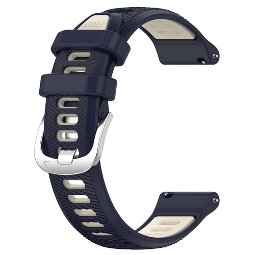 Silicone Buckled Sport Strap, dark blue/beige, without a watch, 3/4 front view