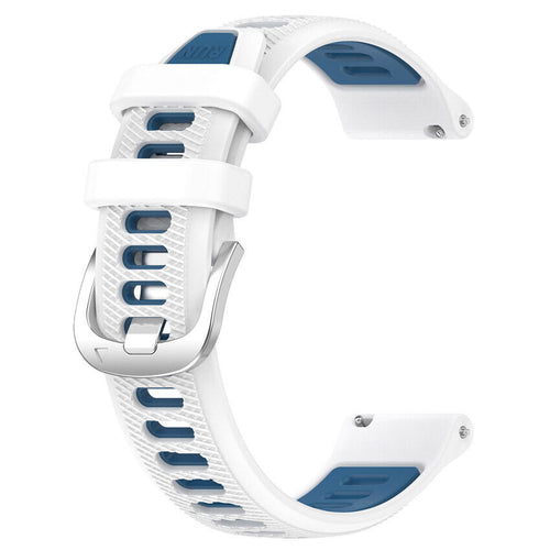 Silicone Buckled Sport Strap, white/blue, without a watch, 3/4 front view