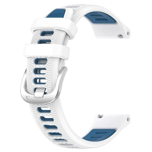 Silicone Buckled Sport Strap, white/blue, without a watch, 3/4 front view