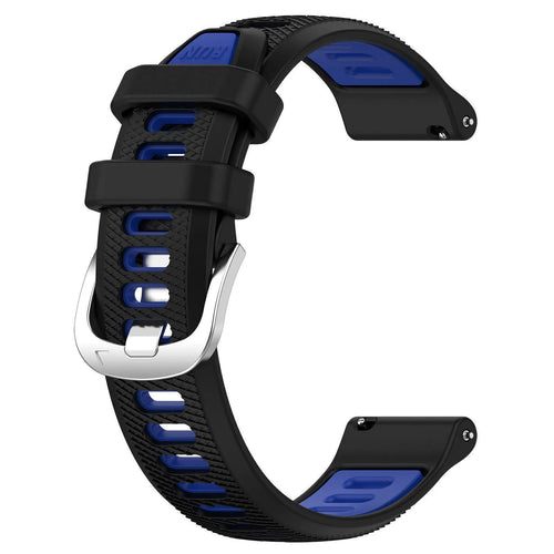 Silicone Buckled Sport Strap, black/blue, without a watch, 3/4 front view