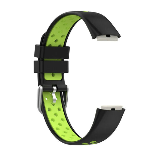 Silicone Sport Strap, black/green, without a watch, 3/4 front view