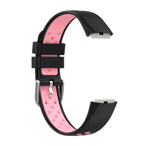Silicone Sport Strap, black/pink, without a watch, 3/4 front view
