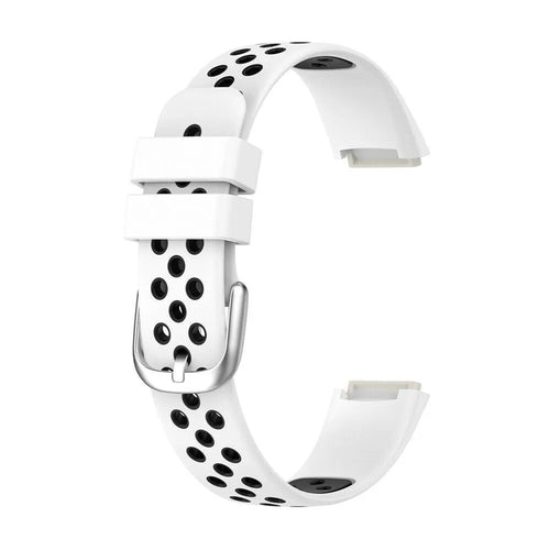Silicone Sport Strap, white/black, without a watch, 3/4 front view