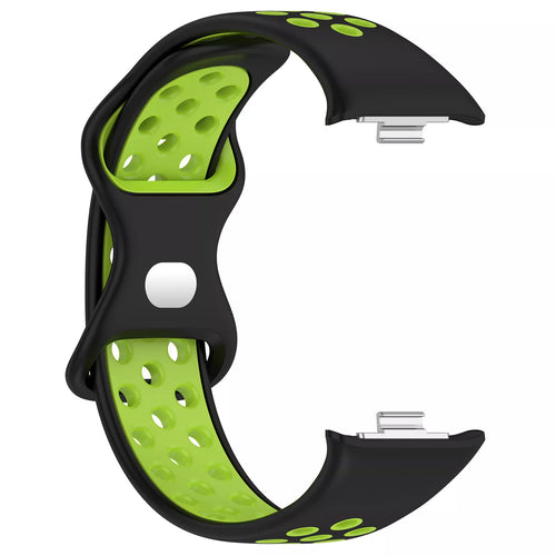 Silicone Sport Strap, black/lime, without a watch, 3/4 front view