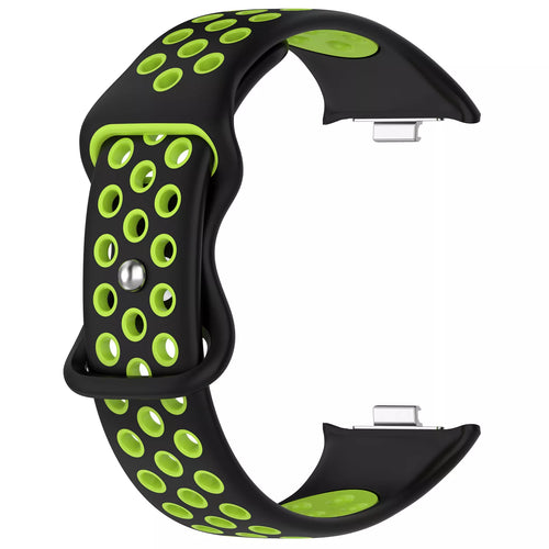 Silicone Sport Strap, black/lime, without a watch, 3/4 front view