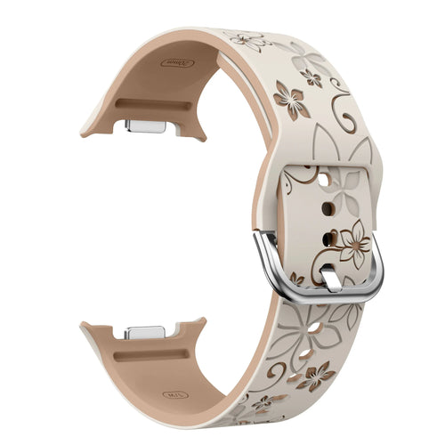 Flower Silicone Strap, starlight/beige, without a watch, 3/4 front view