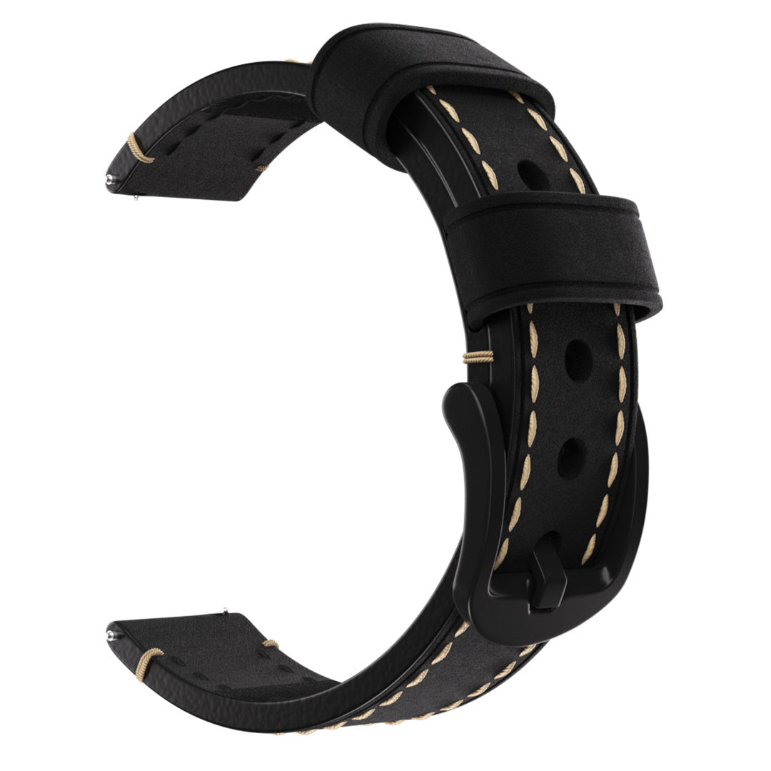 Bracelet cuir authentique Huawei Watch 5 - 42mm (noir)