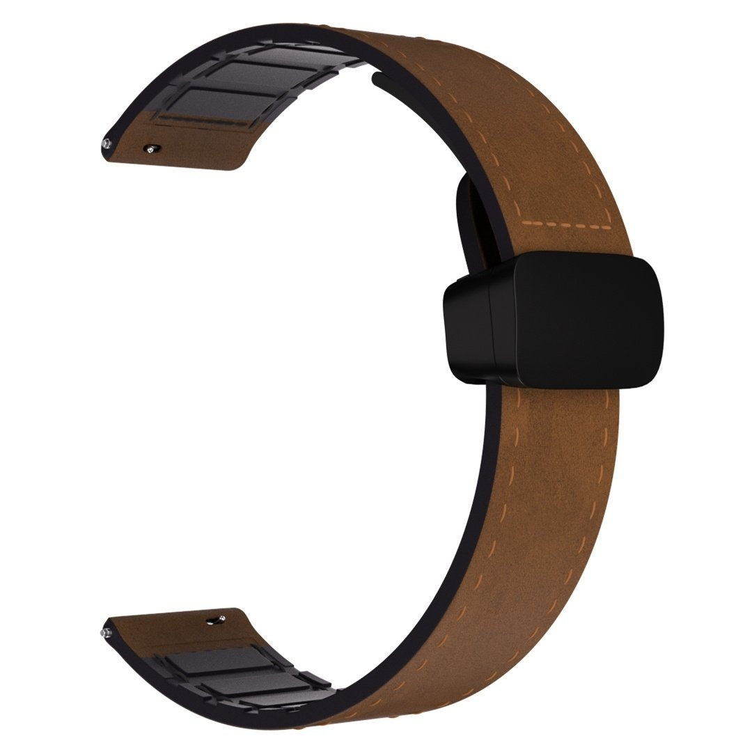 Bracelet cuir avec D-Buckle Amazfit Bip 6 (marron foncé)
