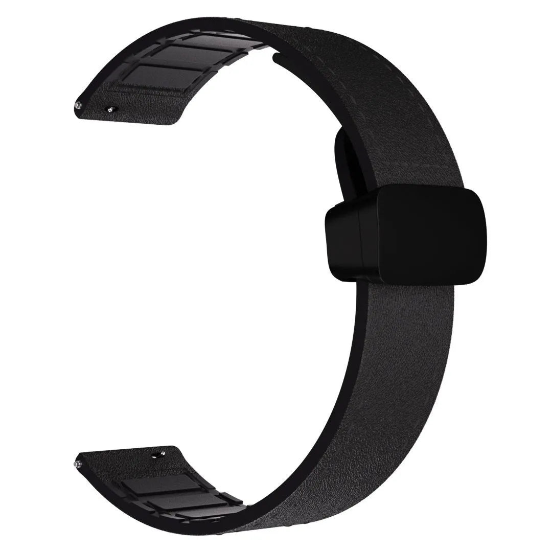 Bracelet en cuir avec boucle-D OnePlus Watch 3 (noir)