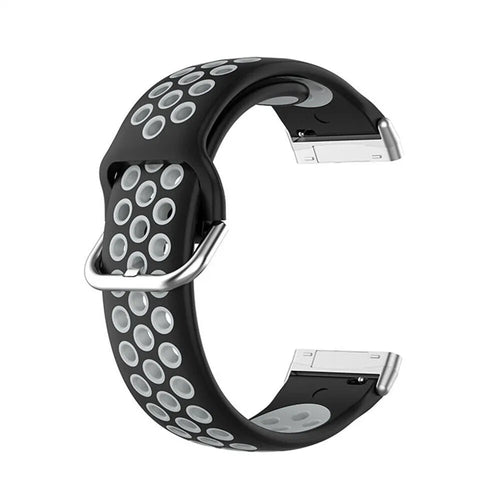 Silicone Sport Strap, black/grey, without a watch, 3/4 front view