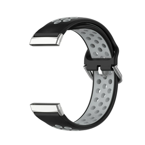 Silicone Sport Strap, black/grey, without a watch, 3/4 front view