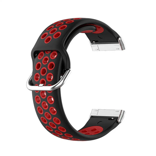 Silicone Sport Strap, black/red, without a watch, 3/4 front view