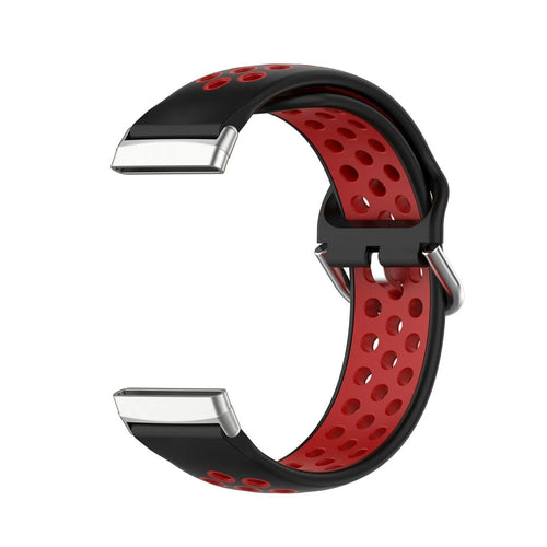 Silicone Sport Strap, black/red, without a watch, 3/4 front view