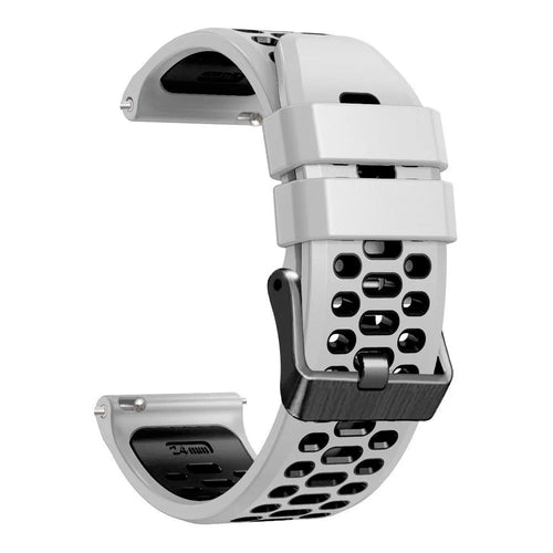 Silicone Sport Buckle Strap, white/black, without a watch, 3/4 front view