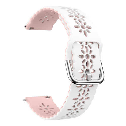 Patterned Silicone Strap, white/pink, without a watch, 3/4 front view