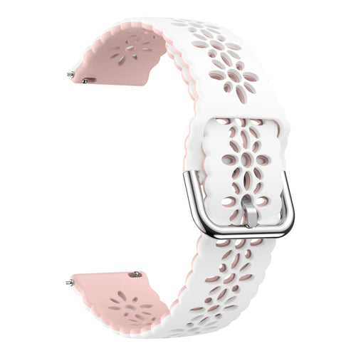 Patterned Silicone Strap, white/pink, without a watch, 3/4 front view