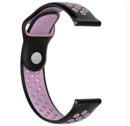Silicone Sport Strap, black/pink, without a watch, 3/4 front view