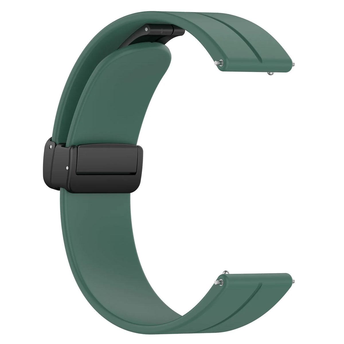 D-Buckle Silicone Strap, dark green, without a watch, 3/4 rear view