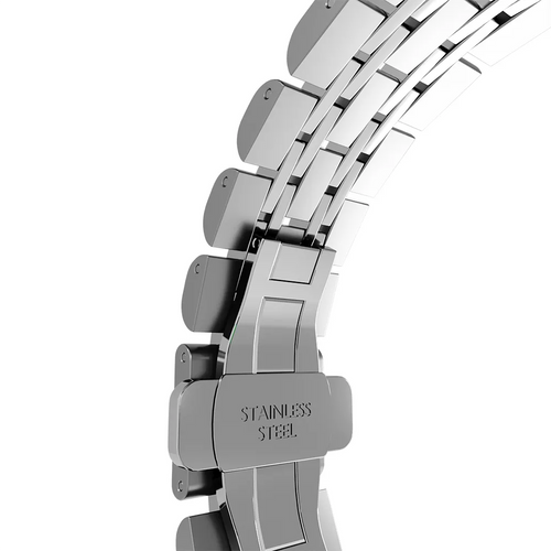 Steel Link Strap 'Duo', silver, without a watch, 3/4 rear view