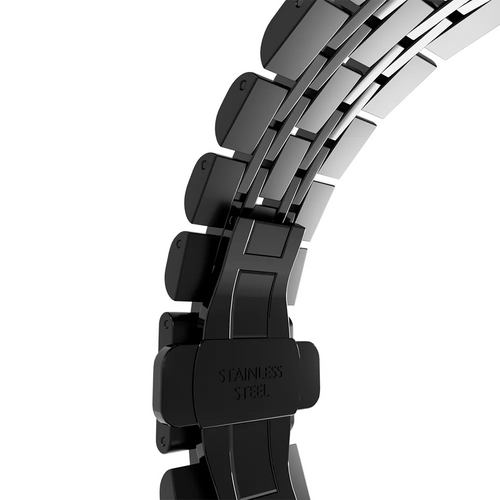 Steel Link Strap 'Duo', black, without a watch, 3/4 rear view