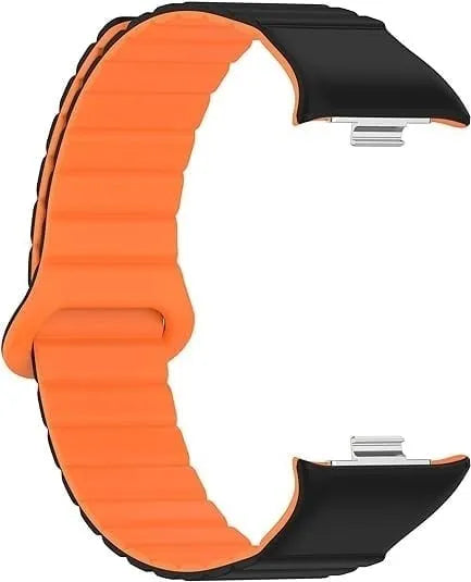 Magnetic Silicone Strap, black/orange, without a watch, 3/4 rear view