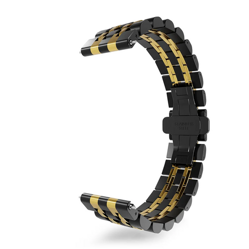 Steel Link Strap 'Duo', black/gold, without a watch, 3/4 rear view