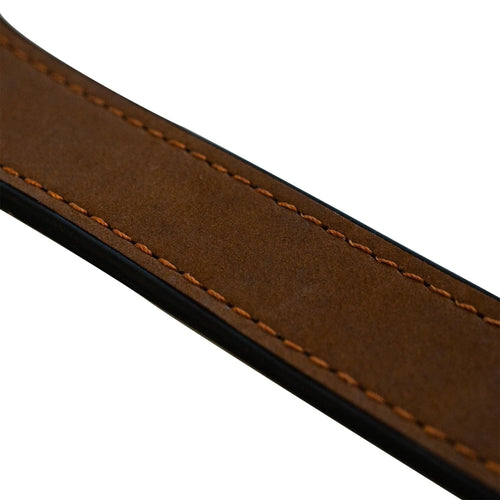 D-Buckle Leather Strap, brown, without a watch, 3/4 rear view