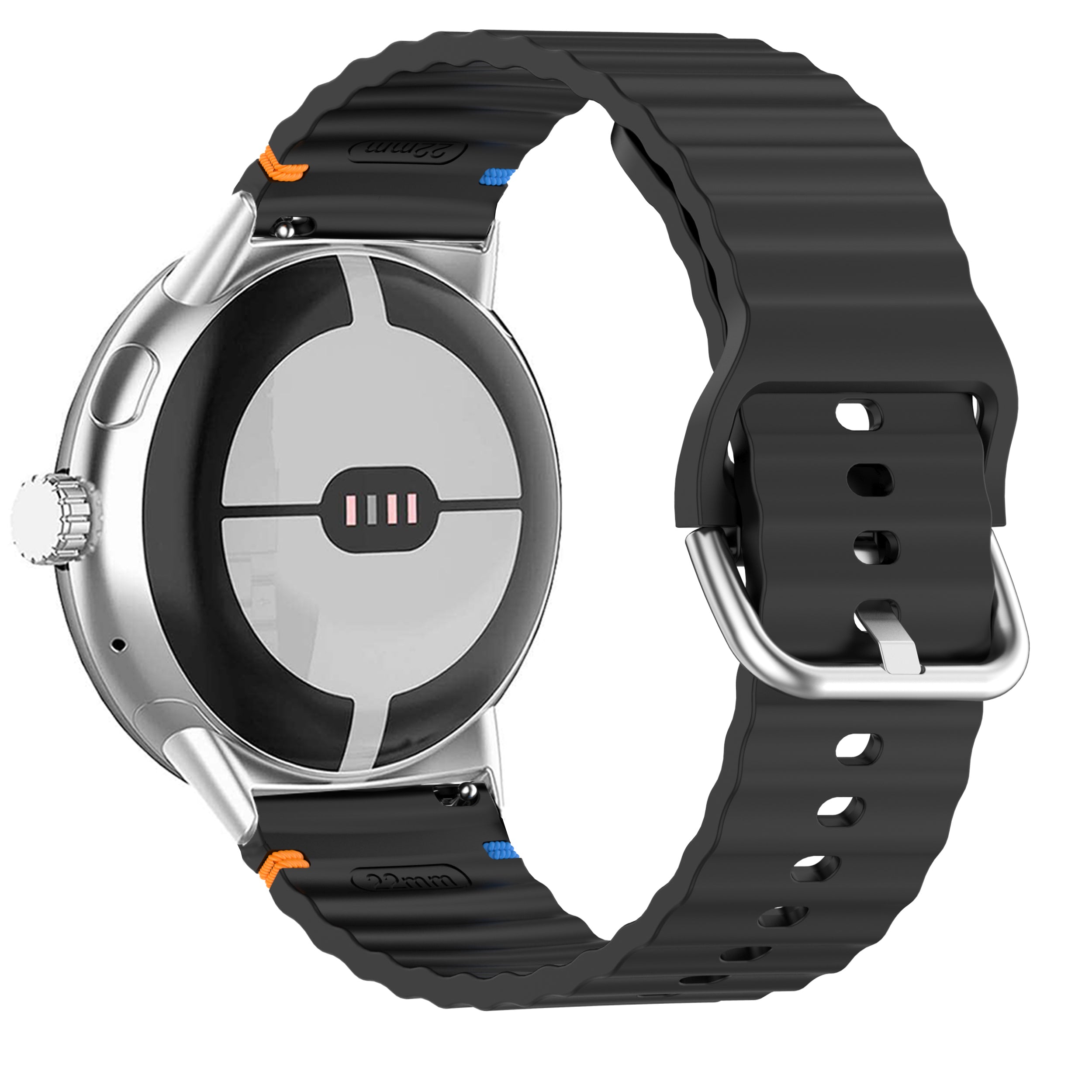 Bracelet silicone ondulé Google Pixel Watch 3 - 45mm (noir)