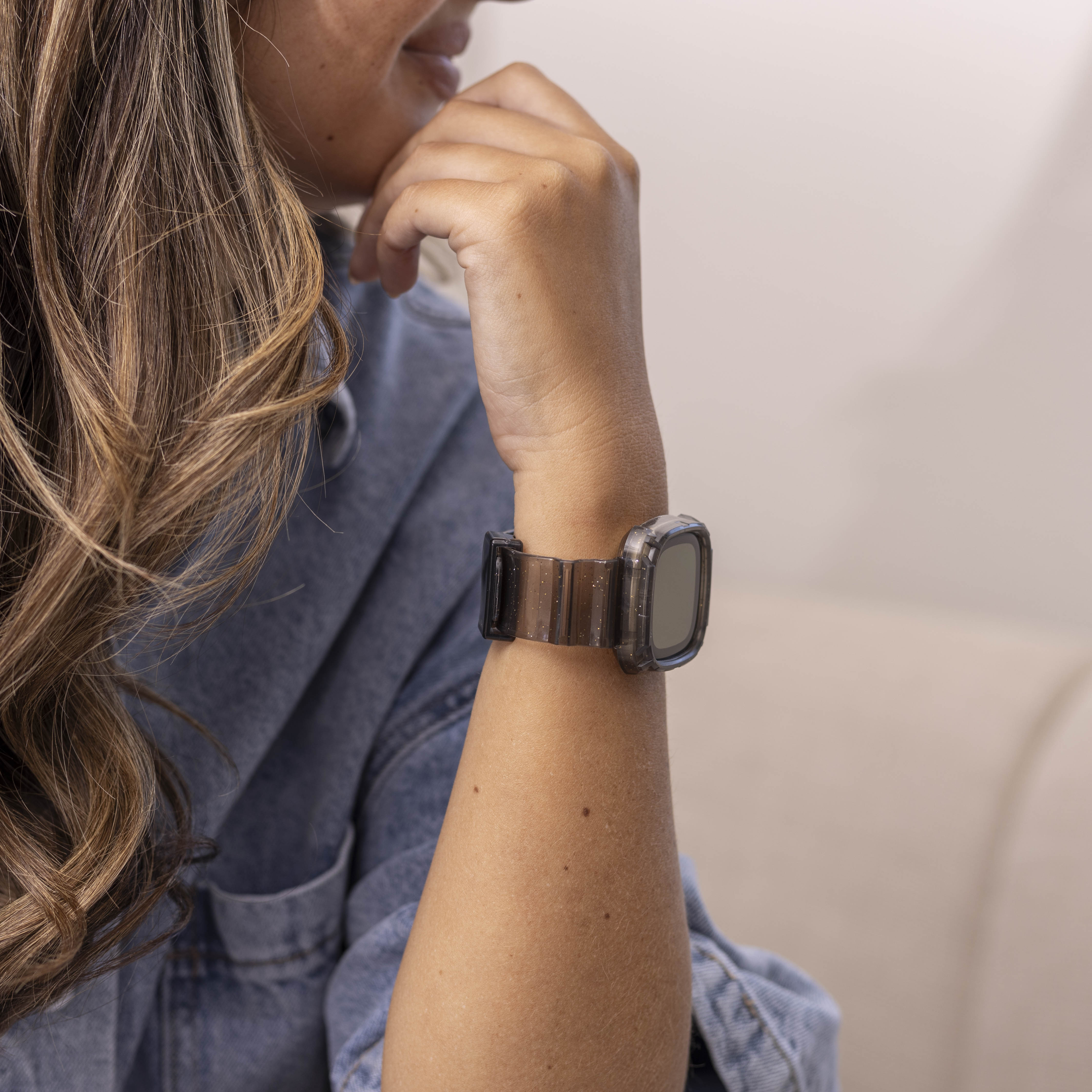 Bracelet cristal Fitbit Versa 3 (noir transparent)