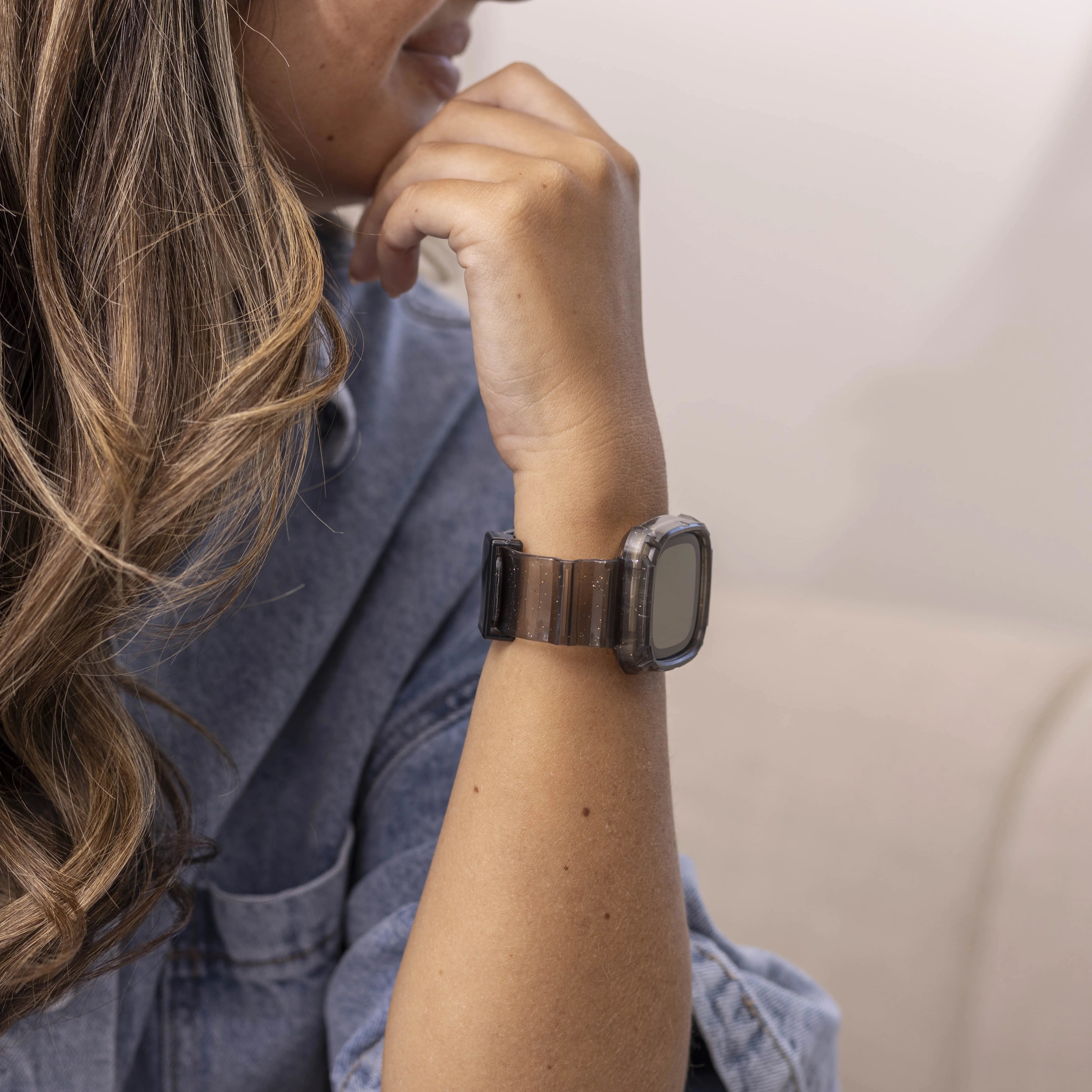 Bracelet cristal Fitbit Versa 3 (noir transparent)
