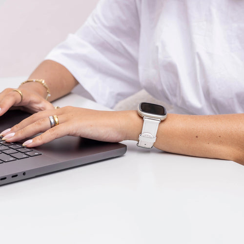 Fitbit Versa 3 Leather Strap (White)