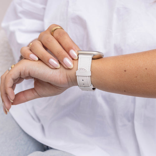 Bracelet cuir Fitbit Sense (blanc)