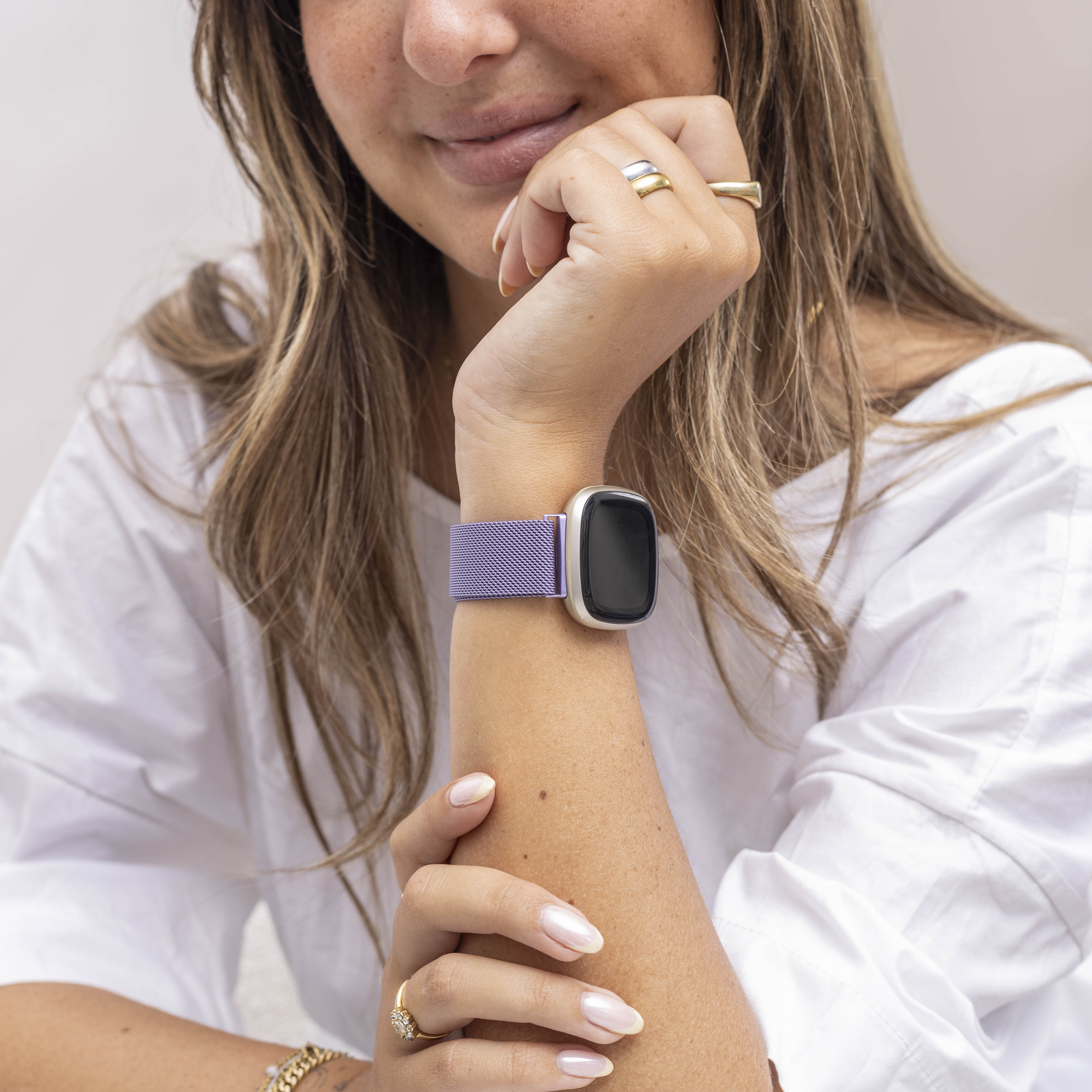 Bracelet Milanais Fitbit Versa 3 (violet clair)