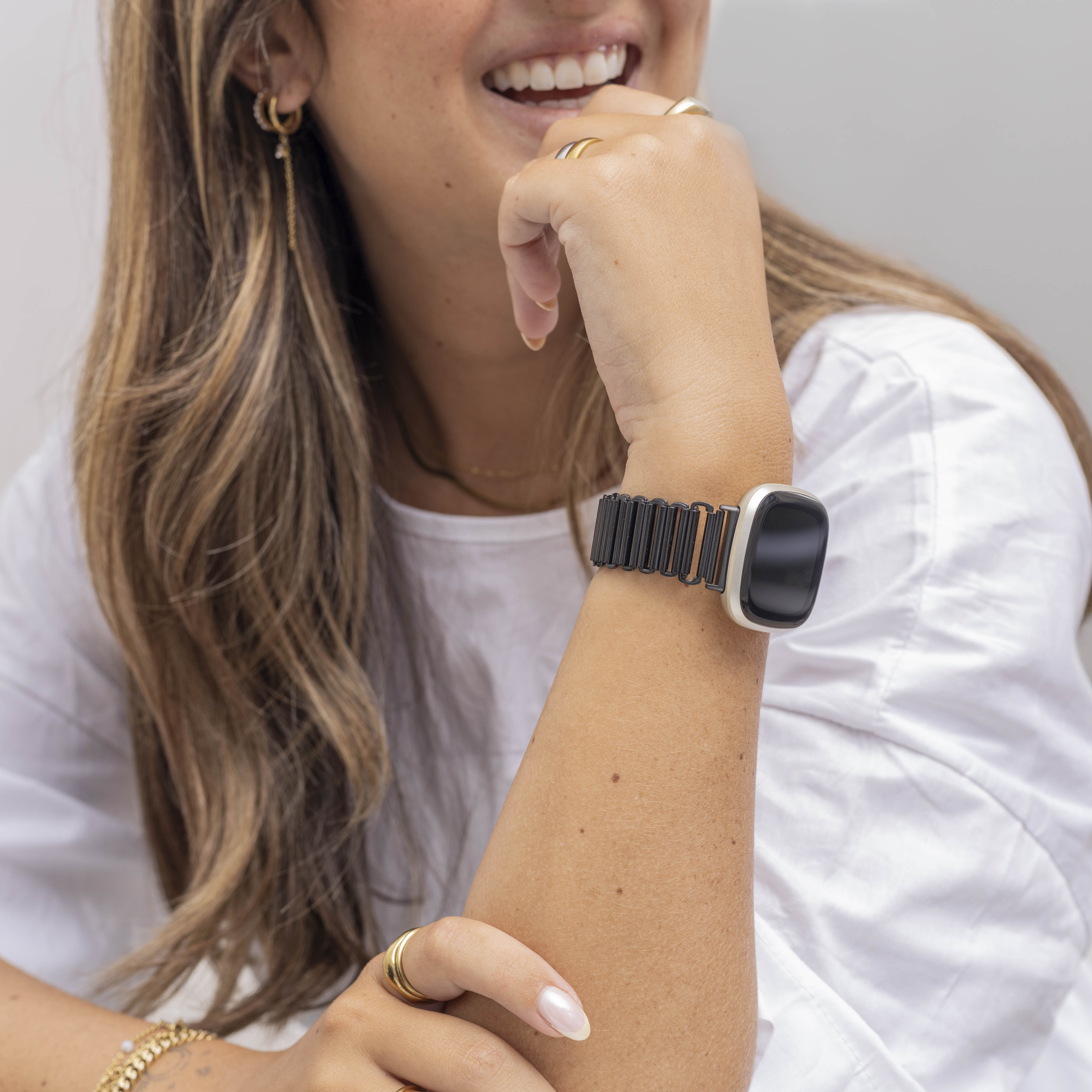 Fitbit Versa 4 Steel Loop Strap (Black)