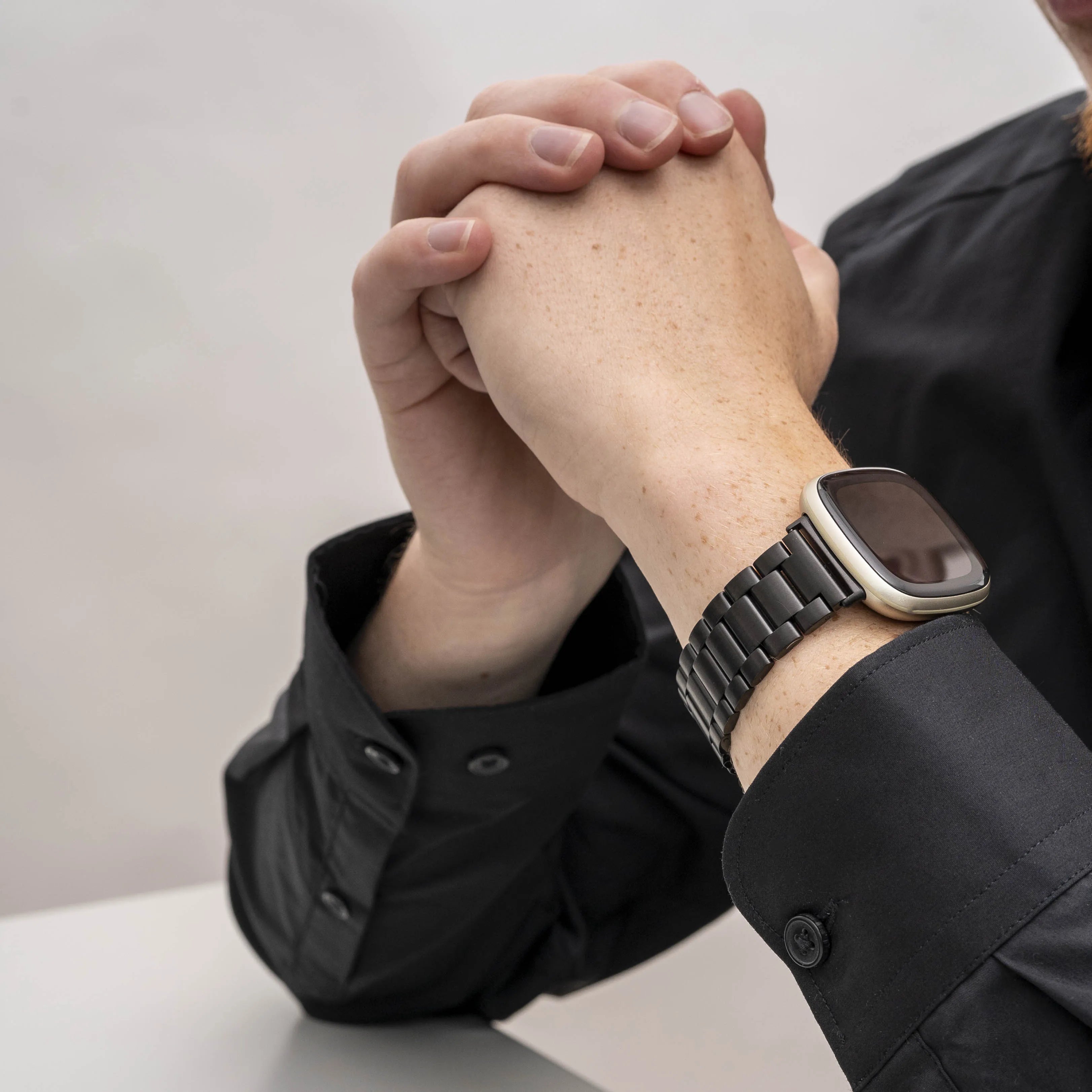 Bracelet acier Fitbit Sense 2 (noir)