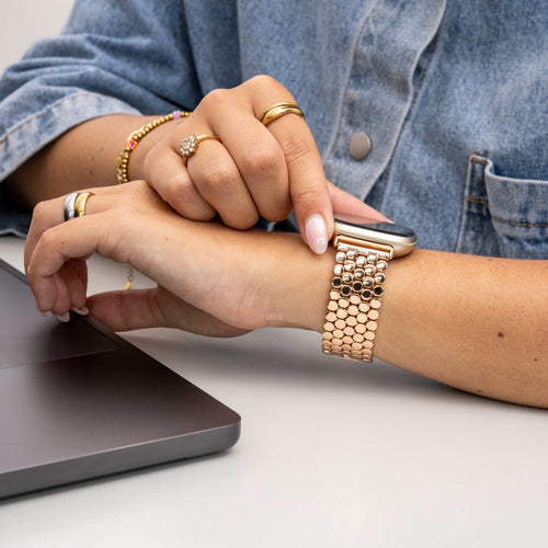 Bracelet acier poisson Fitbit Sense (or rose)