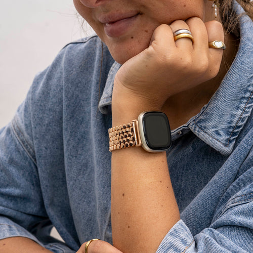 Bracelet acier poisson Fitbit Sense (or rose)
