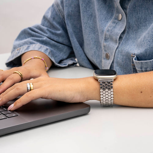 Bracelet acier Hexagones Fitbit Sense (argent)