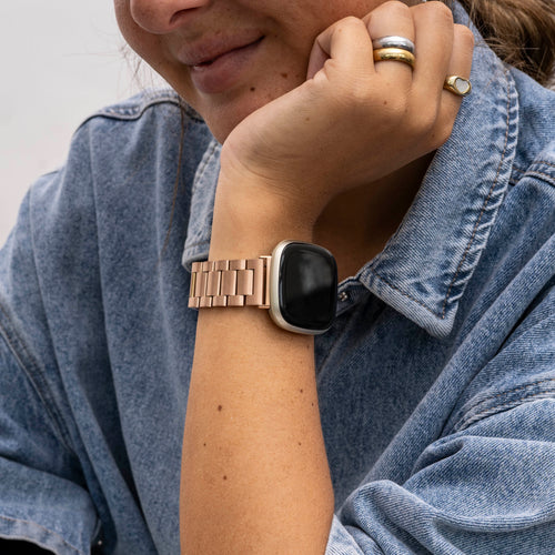Bracelet acier inoxydable Fitbit Sense (rose doré)