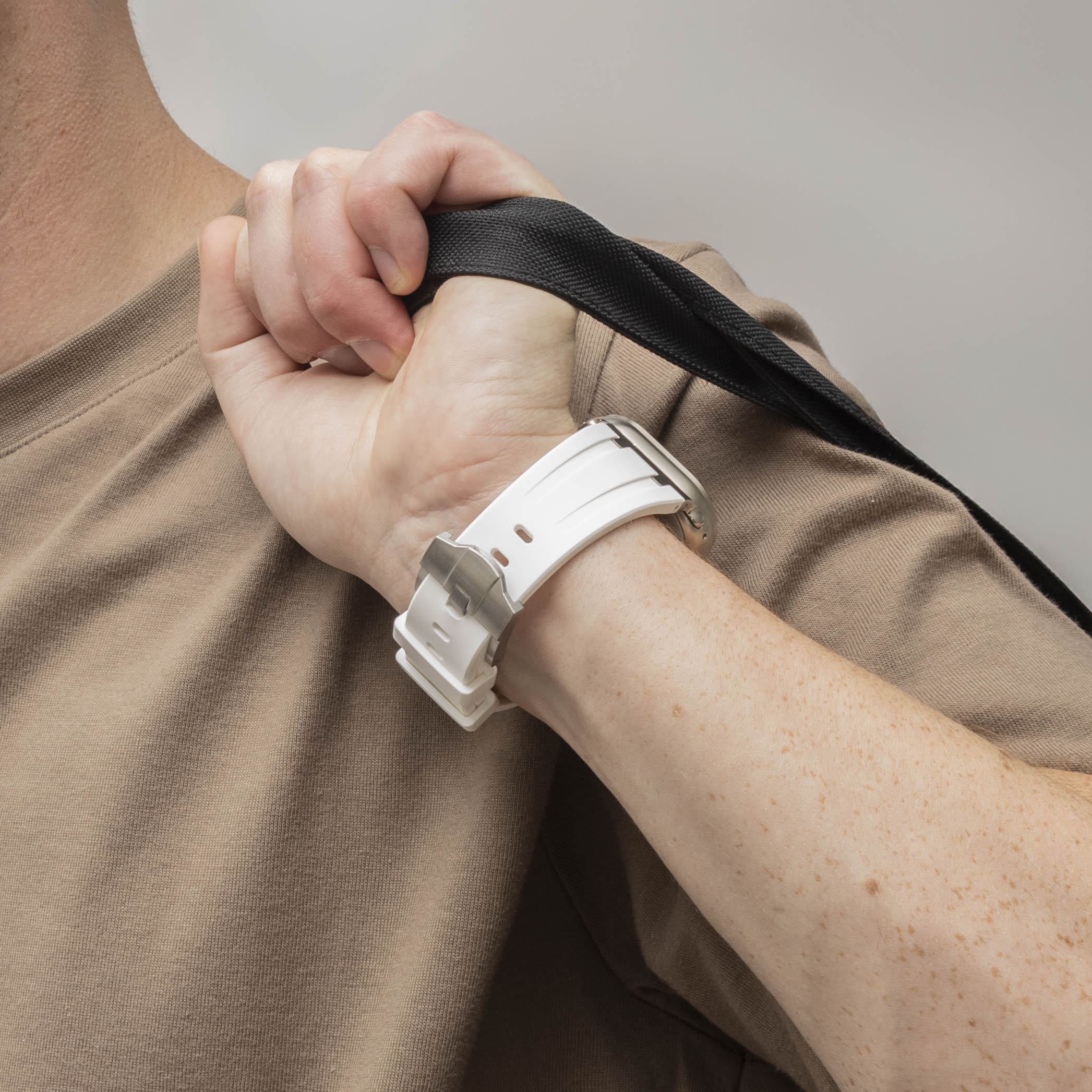 Bracelet silicone de luxe liquide Apple Watch (blanc avec argent)