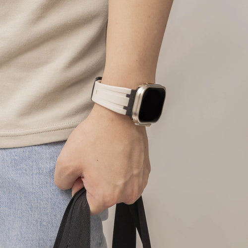 Bandz Bracelet silicone 'Luxe Liquid' Apple Watch (beige/noir)